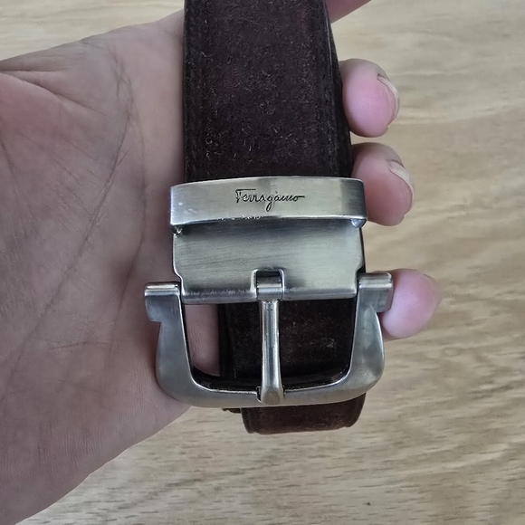 Salvatore Ferragamos Made in Italy Brown Suede Leather Belt main image 8